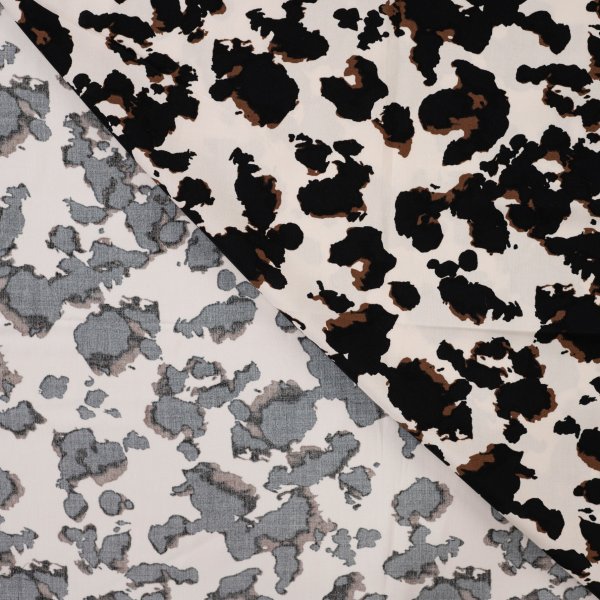 Viskose Popeline - Hikari Leo - ecru/braun/schwarz