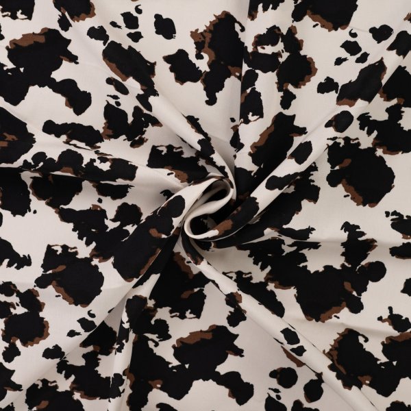 Viskose Popeline - Hikari Leo - ecru/braun/schwarz