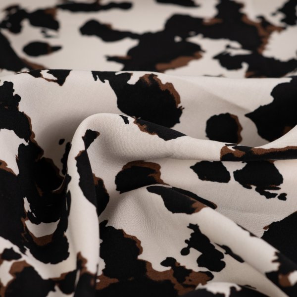 Viskose Popeline - Hikari Leo - ecru/braun/schwarz