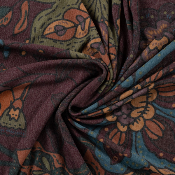 Viskose Feinstrickjersey - Gerdis Flower - bordeaux