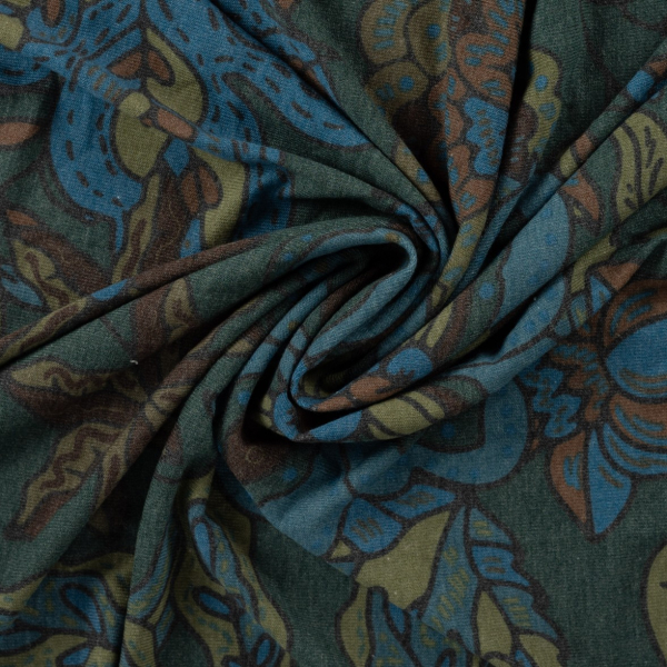 Viskose Feinstrickjersey - Gerdis Flower - petrol