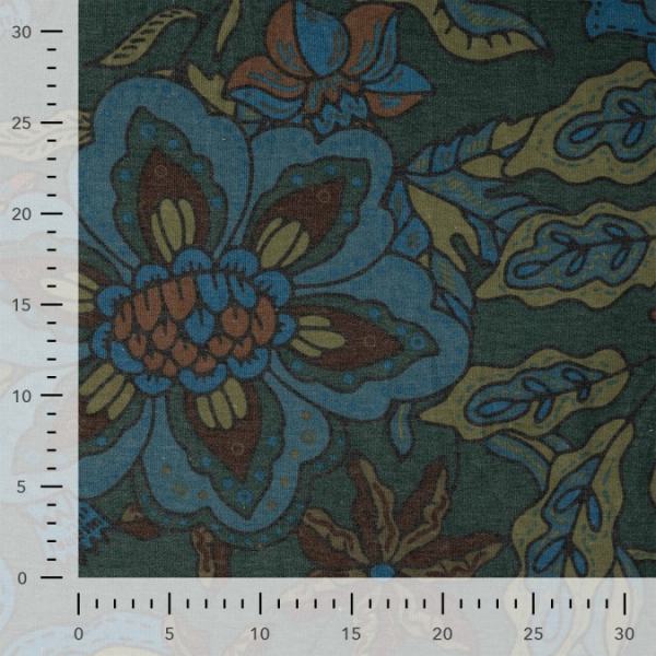 Viskose Feinstrickjersey - Gerdis Flower - petrol