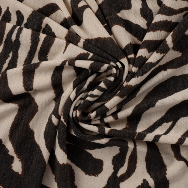 Viskose Feinstrickjersey - Panya Zebra - ecru/dark brown