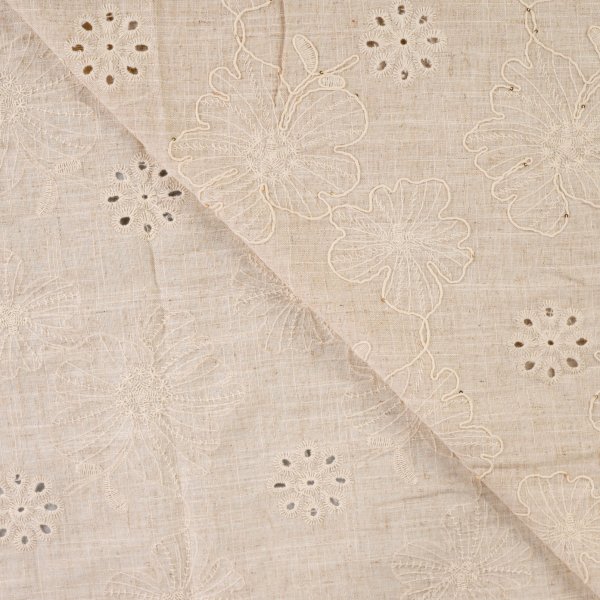 Viskose Leinen - bestickt - Pailetten - Tracy - sand/gold