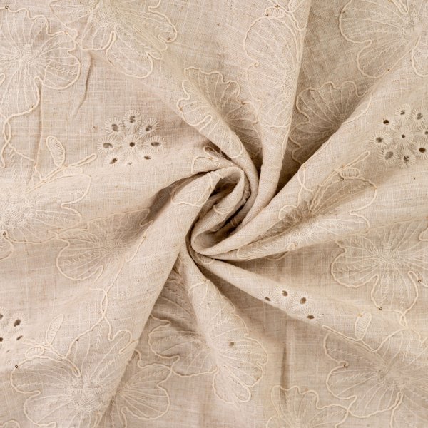 Viskose Leinen - bestickt - Pailetten - Tracy - sand/gold