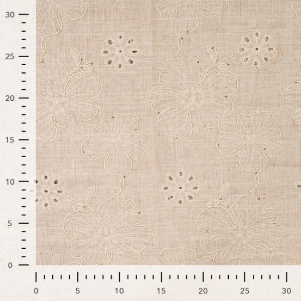 Viskose Leinen - bestickt - Pailetten - Tracy - sand/gold