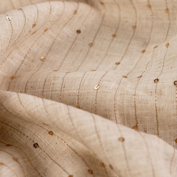 Viskose Leinen - Streifen - Pailetten - Patsy - sand/gold