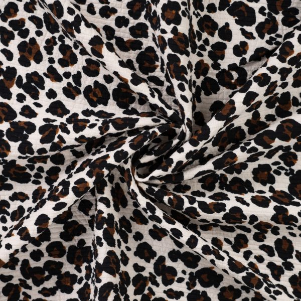 Baumwoll Seersucker - gesteppt - Leo - sand/brown/black