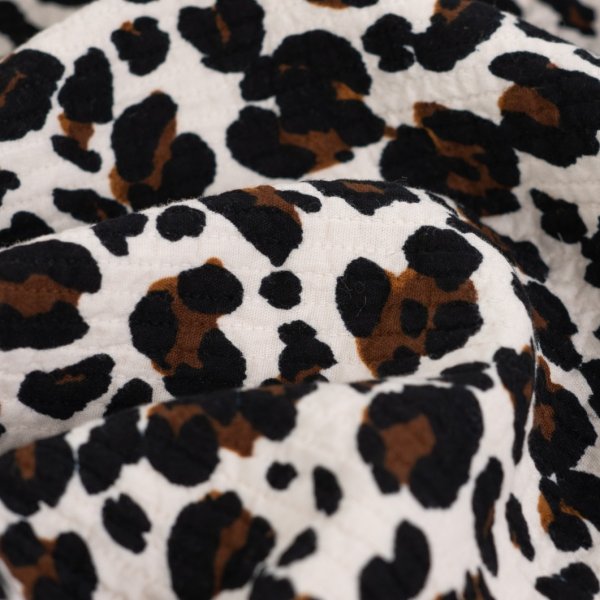 Baumwoll Seersucker - gesteppt - Leo - sand/brown/black