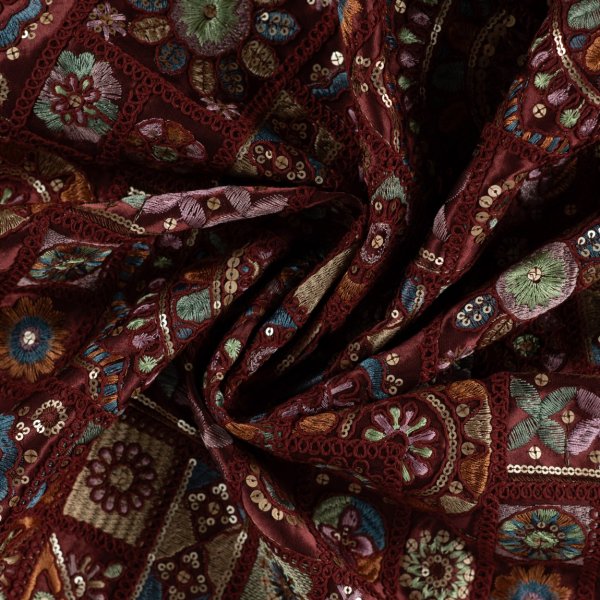 Jacken Patchwork Stoff - Priya - bordeaux