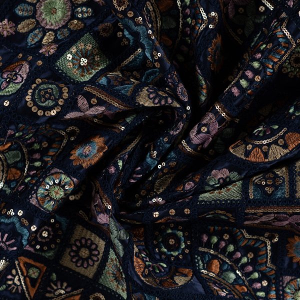 Jacken Patchwork Stoff - Priya - navy