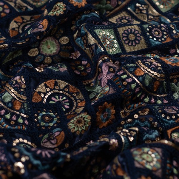 Jacken Patchwork Stoff - Priya - navy