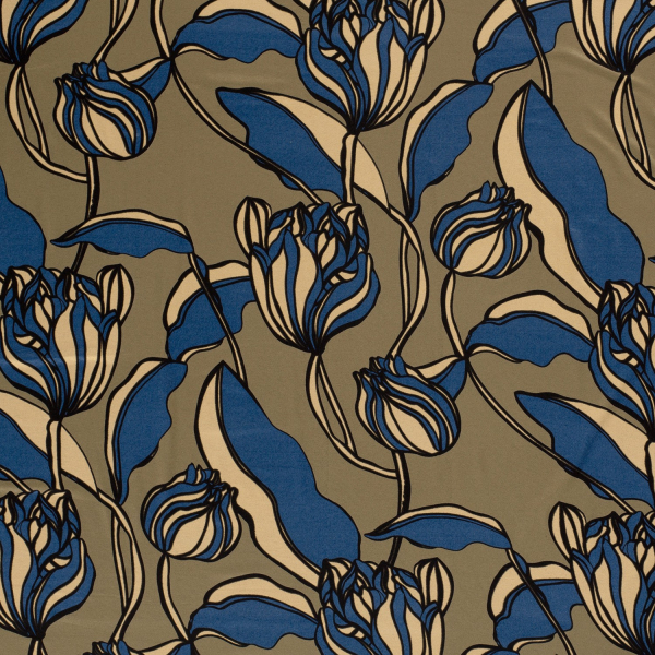 RESTSTÜCK 0,40m !!! - Viskosejersey - Valea Flower - khaki