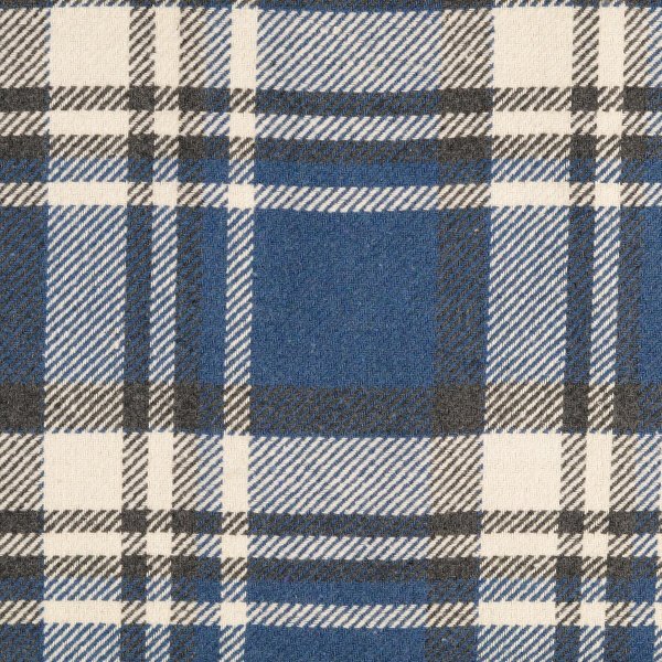 Mantelstoff mit Fellabseite - Karo Pepper - jeansblau
