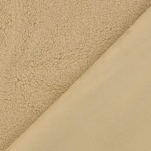 Doubleface - Wildlederimitat mit Teddyplüschabseite - beige
