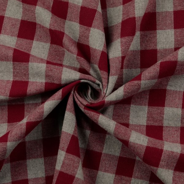 Baumwoll Flanell - Sveta - rot/grau