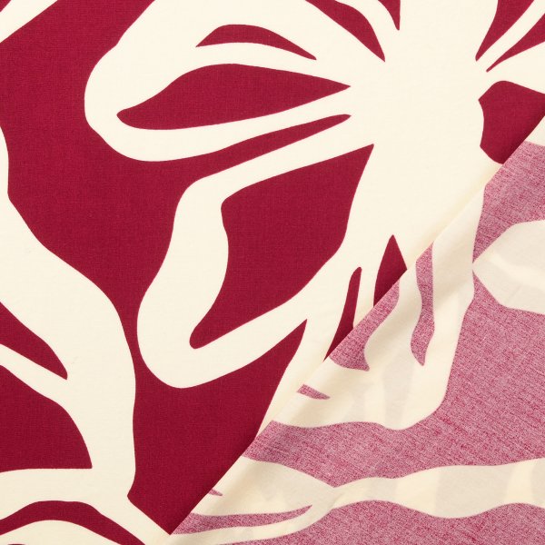 Viskose Popeline - Abstract Jungle - beere/creme