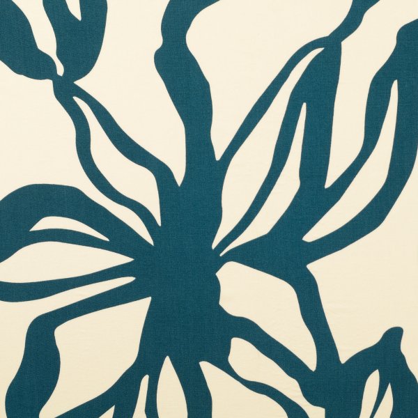 Viskose Popeline - Abstract Jungle - petrol/creme