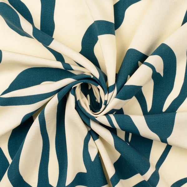 Viskose Popeline - Abstract Jungle - petrol/creme