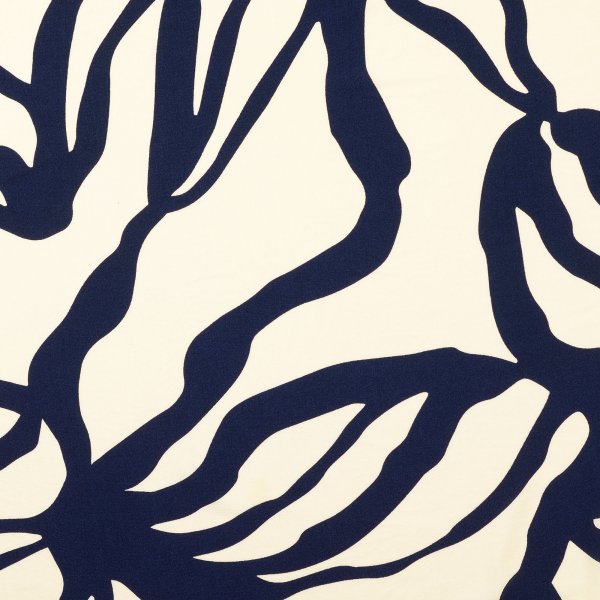 Viskose Popeline - Abstract Jungle - marine/creme
