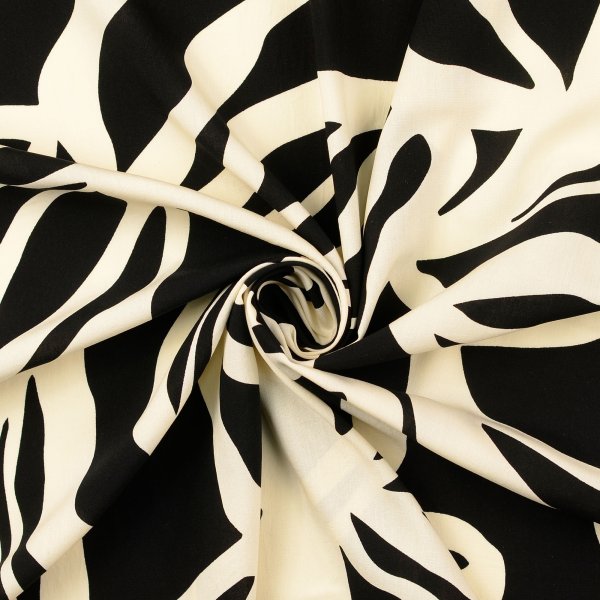 Viskose Popeline - Abstract Jungle - schwarz/creme