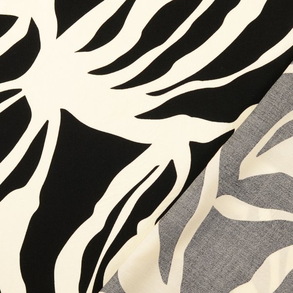 Viskose Popeline - Abstract Jungle - schwarz/creme