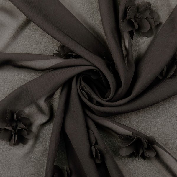 Chiffon - mit Blütenapplikation - black