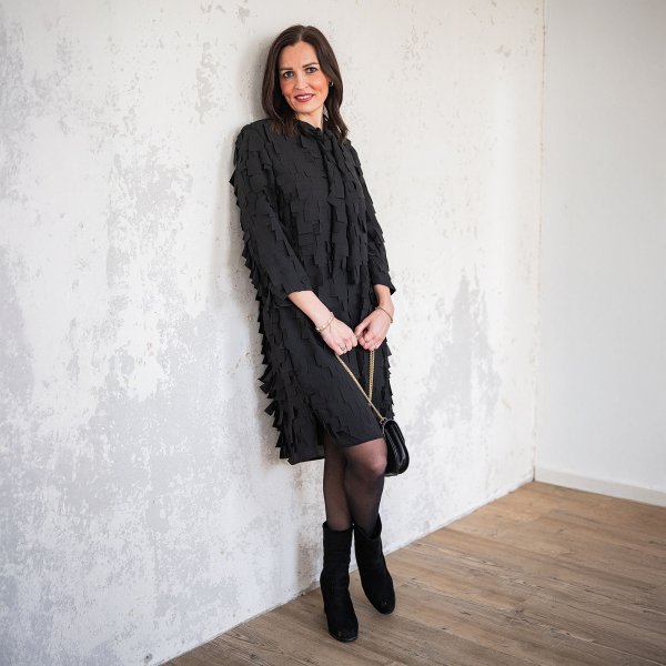 Chiffon - mit Fransen - black