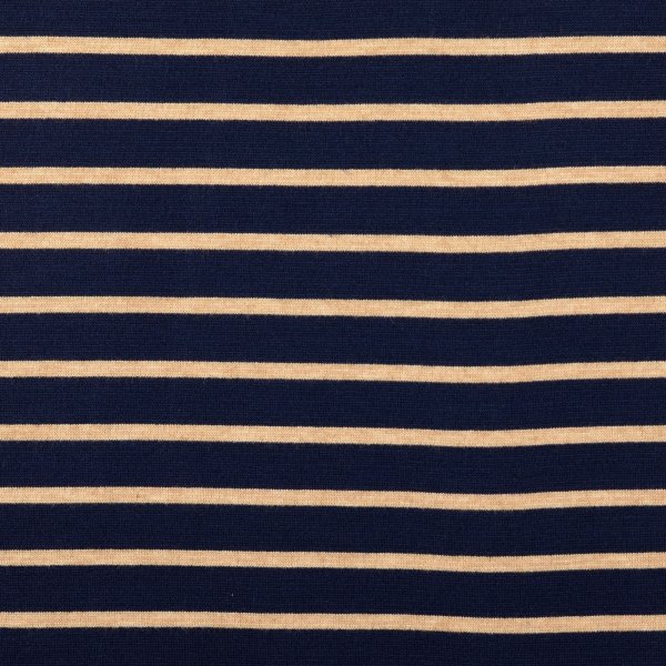 Strick Jacquard - Streifen - marine/beige
