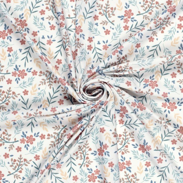 Badestoff Jersey - Flowers - offwhite