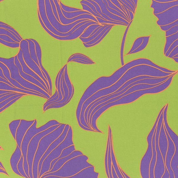 Viskosesatin - matt - Maila Flowers - lime/violett