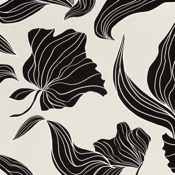 Viskosesatin - matt - Maila Flowers - beige/black