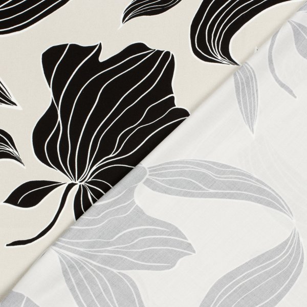 Viskosesatin - matt - Maila Flowers - beige/black