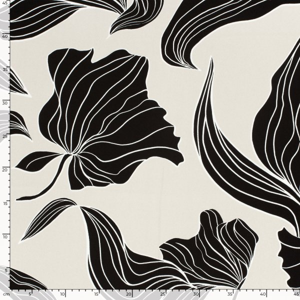 Viskosesatin - matt - Maila Flowers - beige/black