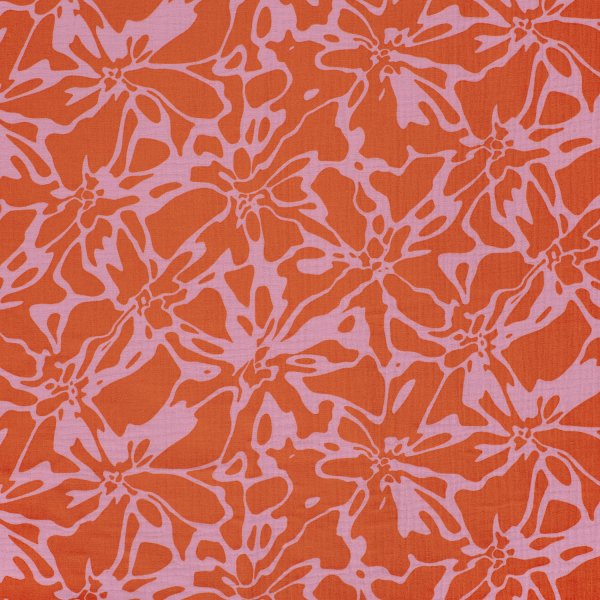 Musselin - Alenia - orangerot/rosa