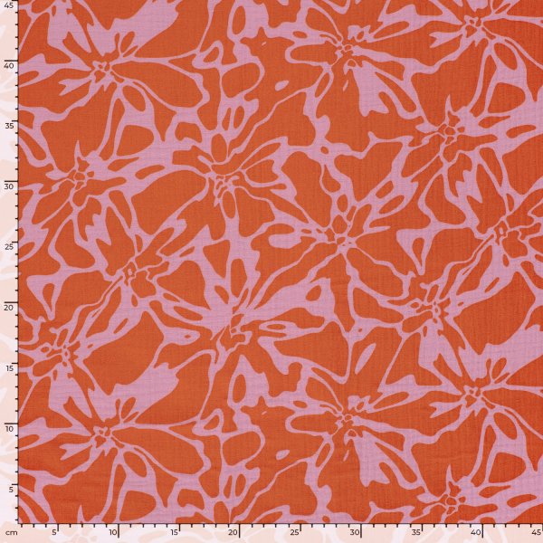 Musselin - Alenia - orangerot/rosa