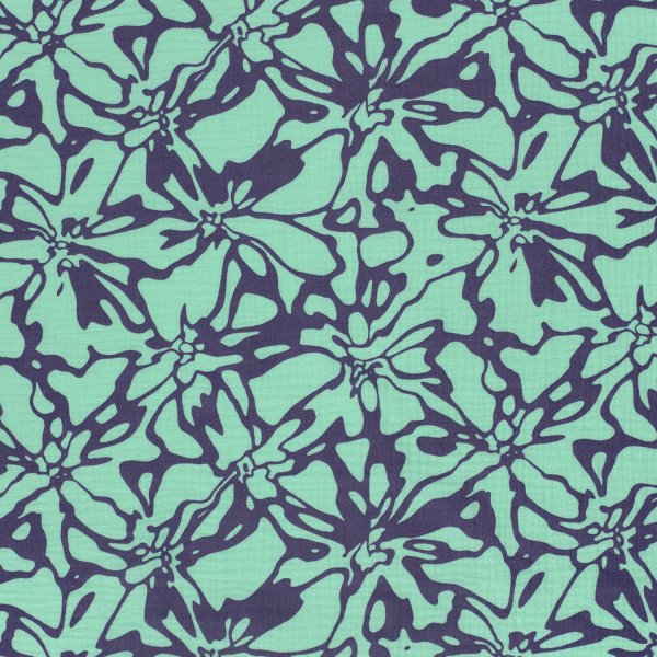 Musselin - Alenia - türkis/blau