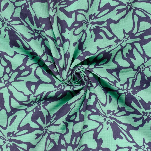 Musselin - Alenia - türkis/blau