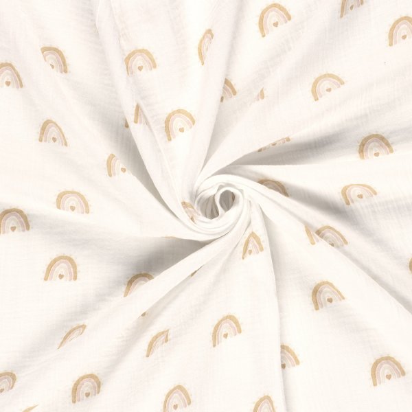 Musselin - Nature Rainbow - offwhite
