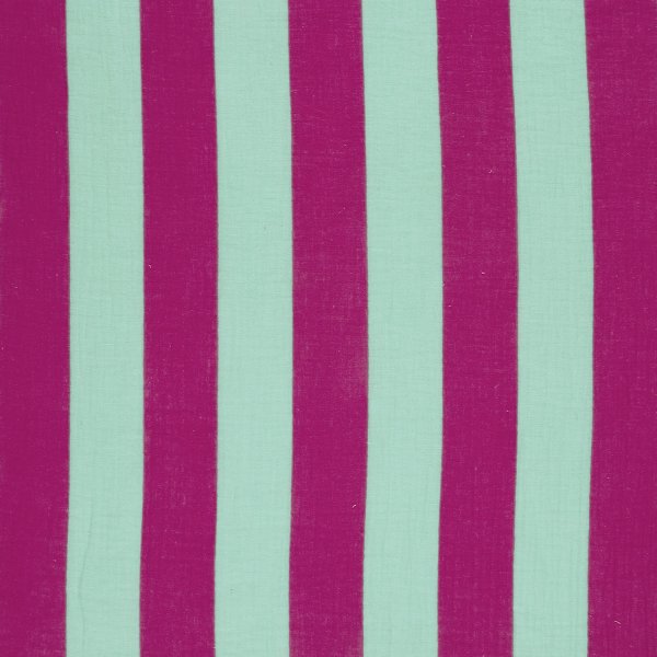 Musselin - Big Stripes - türkis/pink
