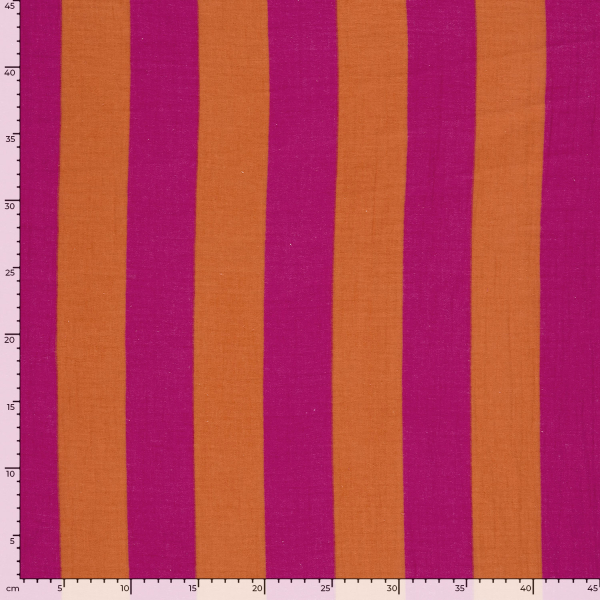 RESTSTÜCK 0,70m !!! - Musselin - Big Stripes - orange/pink