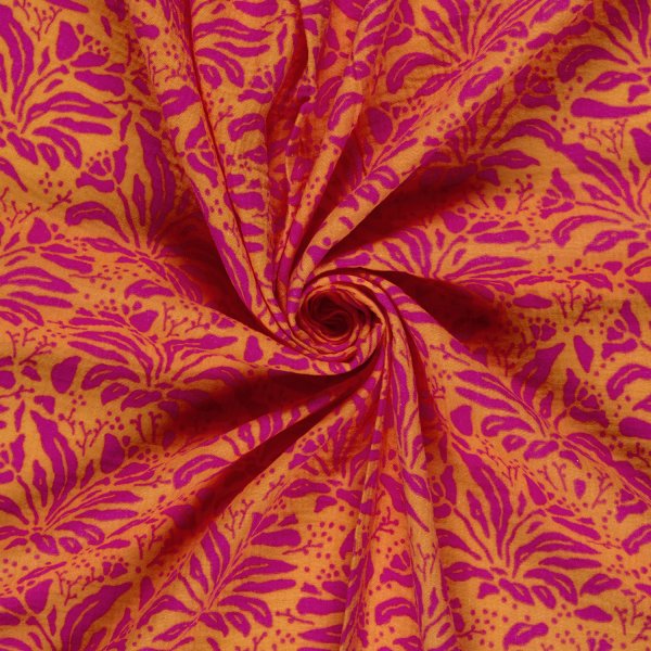 Musselin  - Gwenda Flowers - orange/fuchsia