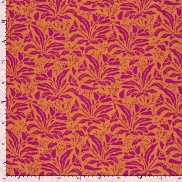 Musselin  - Gwenda Flowers - orange/fuchsia