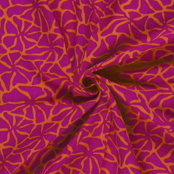 RESTSTÜCK 1,10m !!! - Musselin - Dorina Flowers - orange/fuchsia