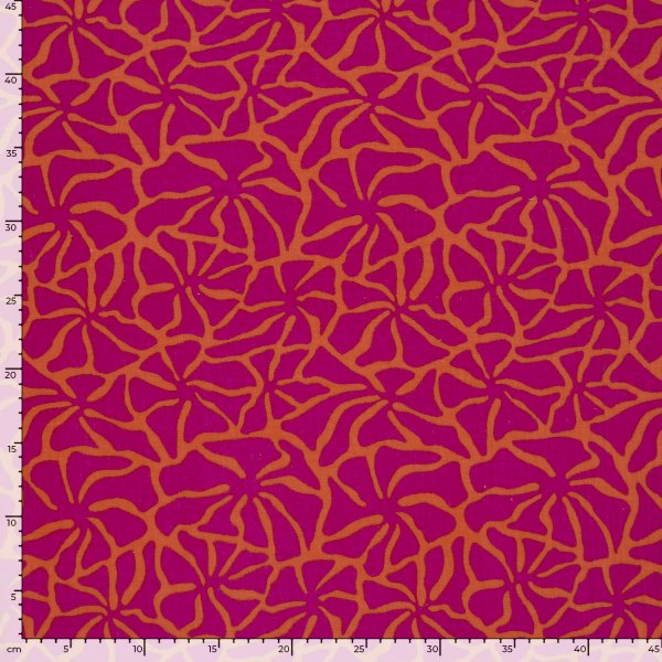 Musselin - Dorina Flowers - orange/fuchsia