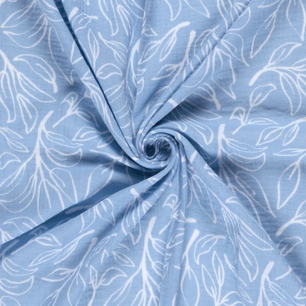 Musselin - Klementina - hellblau/weiß