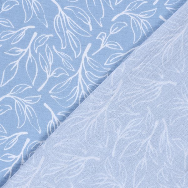 Musselin - Klementina - hellblau/weiß