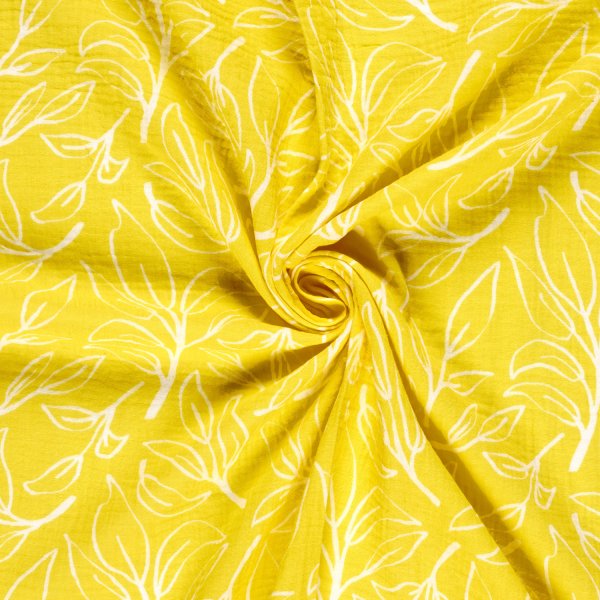 Musselin - Klementina - gelb/weiß