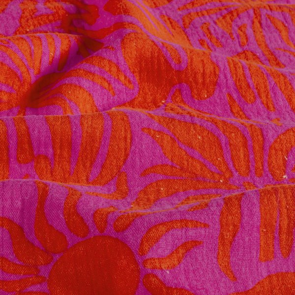 Musselin - Sunshine - fuchsia/rotorange