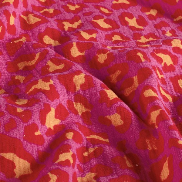 Musselin - Power Pink Safari - pink/rot/orange
